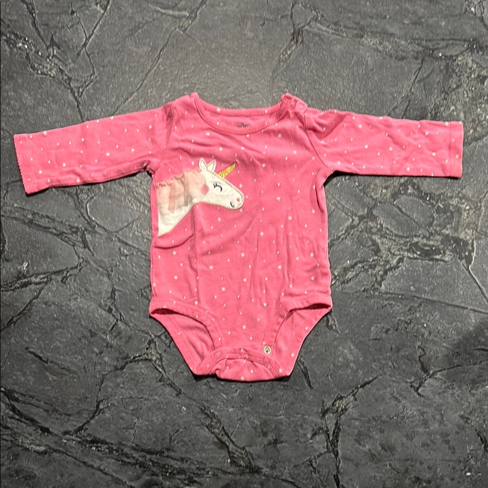 Carter's Pink Long Sleeve Bodysuit with White Design
